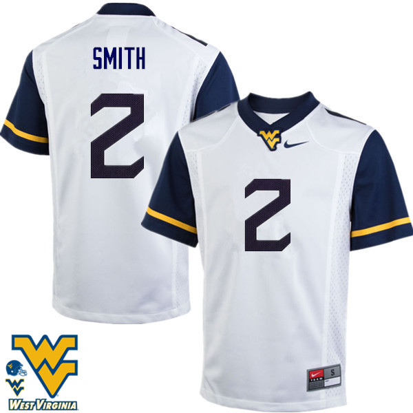 Men #2 Dreamius Smith West Virginia Mountaineers College Football Jerseys-White - Click Image to Close